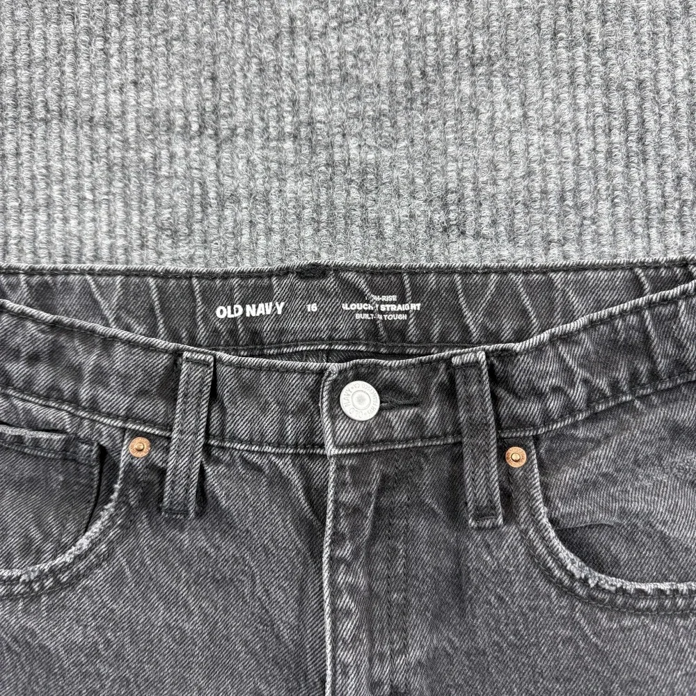 Old Navy Jeans Boys 16 Gray Black‎ Wash Straight Leg Distressed Relaxed 28x26